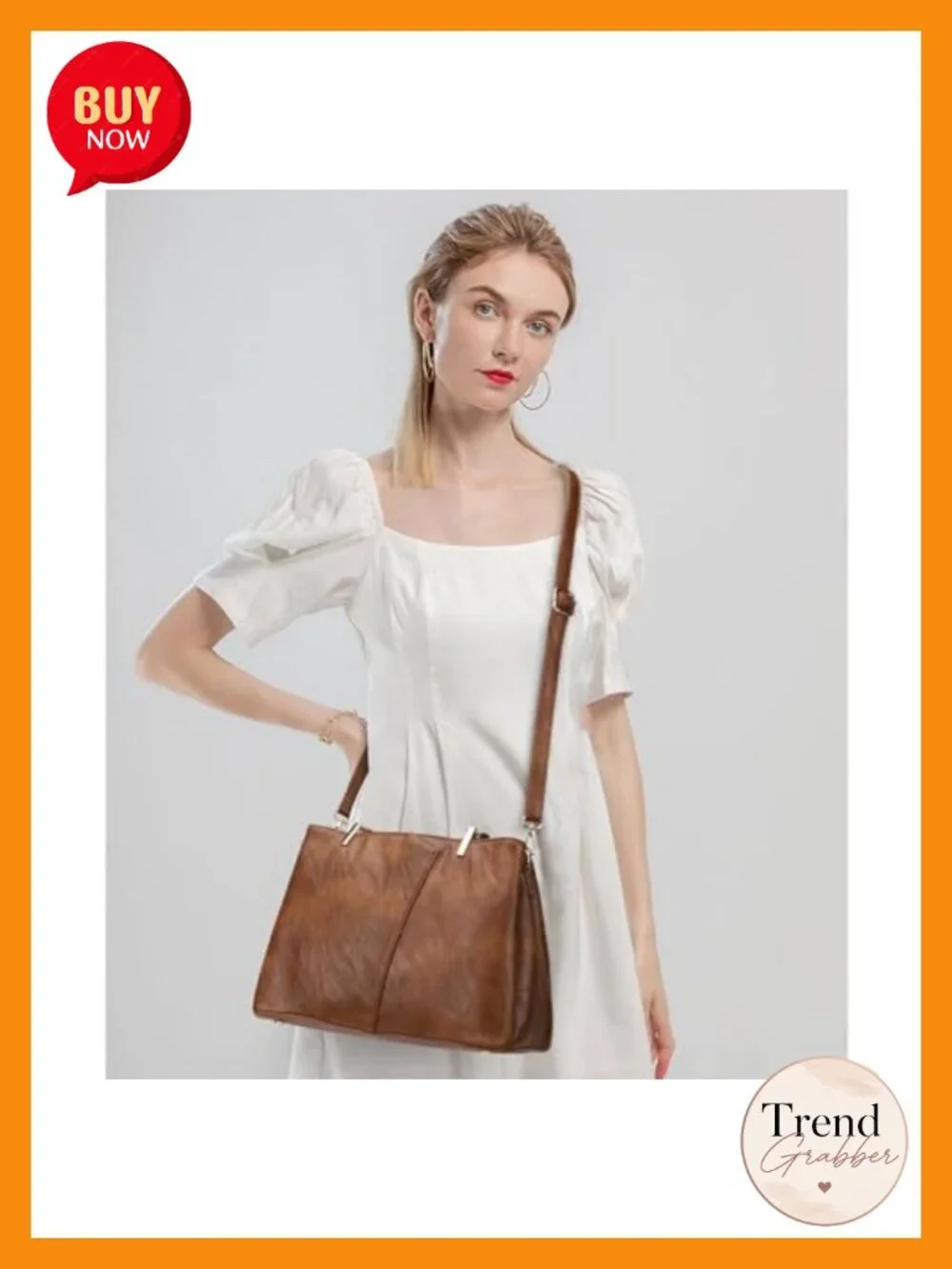 Vegan Faux Leather Hobo Handbag with Adjustable Crossbody Strap